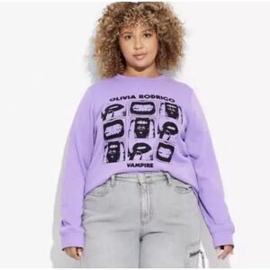 NWT Olivia Rodrigo 2XL Women's Graphic Crew Sweatshirt Sweater Purple 2XL